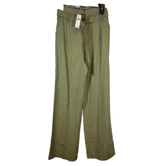 NEW Anthropologie En Saison S High Rise Pleated Wide Trouser Pant Green $110 C23 - Picture 1 of 8